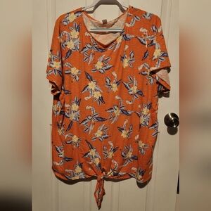 Old Navy tropical knotted hem tee 3x